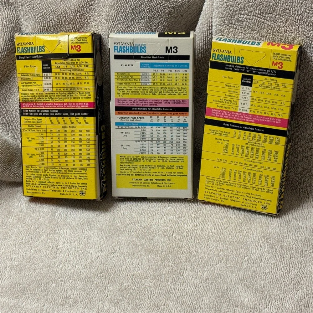 Vintage Sylvania Blue Dot M3 Flashbulbs Clear Blue Bulbs Photography Lighting 25